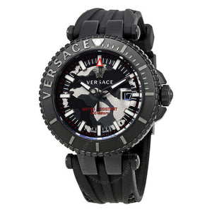 Buy Shop Versace V-Race Diver Black Dial Black Rubber Strap Watch for Men - VAB050016 USA Online