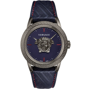 Buy Shop Versace Palazzo Empire Blue Dial Blue Leather Strap Watch for Men - VERD00118 USA Online