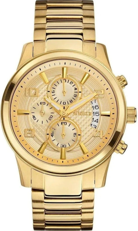 Buy Shop Guess Analog Chronograph Gold Dial Gold Steel Strap Watch for Men - W0075G5 USA Online