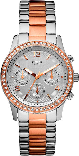 Buy Shop Guess Mini Spectrum Quartz Silver Dial Two Tone Steel Strap Watch For Women - W0122L1 USA Online
