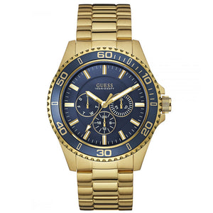 Buy Shop Guess Chaser Multifunction Blue Dial Gold Steel Strap Watch for Men - W0172G5 USA Online