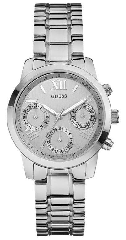 Buy Shop Guess Mini Sunrise Silver Dial Silver Steel Strap Watch For Women - W0448L1 USA Online