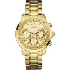 Buy Shop Guess Mini Sunrise Quartz Gold Dial Gold Steel Strap Watch For Women - W0448L2 USA Online