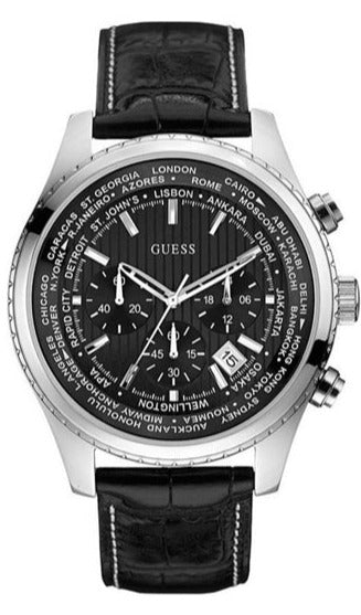 Buy Shop Guess Persuit Multifunction Black Dial Black Leather Strap Watch for Men - W0500G2 USA Online