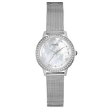 Guess Chelsea Mother of Pearl White Dial Silver Mesh Strap Watch For Women - W0647L1