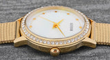 Guess Chelsea Mother of Pearl White Dial Gold Mesh Strap Watch For Women - W0647L3