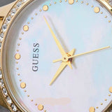 Guess Chelsea Mother of Pearl White Dial Gold Mesh Strap Watch For Women - W0647L3