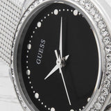 Guess Chelsea Crystals Black Dial Silver Mesh Bracelet Watch For Women - W0647L5