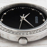 Guess Chelsea Crystals Black Dial Silver Mesh Bracelet Watch For Women - W0647L5