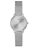 Guess Chelsea Quartz Silver Dial Silver Mesh Strap Watch For Women - W0647L6