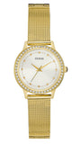 Guess Chelsea Crystals Mother of Pearl White Dial Gold Mesh Bracelet Watch For Women - W0647L7