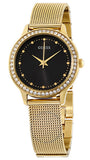 Guess Chelsea Crystals Black Dial Gold Mesh Bracelet Watch For Women - W0647L8