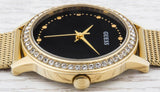 Guess Chelsea Crystals Black Dial Gold Mesh Bracelet Watch For Women - W0647L8