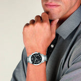 Buy Shop Guess Atlas Chronograph Black Dial Silver Steel Strap Watch For Men - W0668G3 USA Online