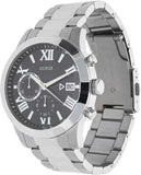 Buy Shop Guess Atlas Chronograph Black Dial Silver Steel Strap Watch For Men - W0668G3 USA Online