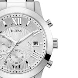 Guess Atlas Chronograph Silver Dial Silver Steel Strap Watch For Men - W0668G7