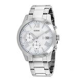 Guess Atlas Chronograph Silver Dial Silver Steel Strap Watch For Men - W0668G7