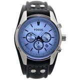 Buy Shop Fossil Coachman Chronograph Blue Dial Black Leather Strap Watch for Men - CH2564 USA Online