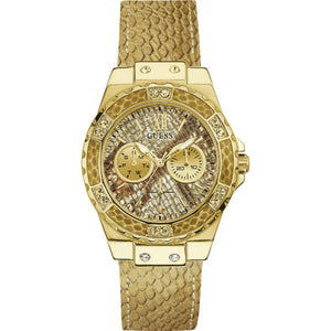 Buy Shop Guess Limelight Quartz Gold Dial Gold Leather Strap Watch For Women - W0775L13 USA Online
