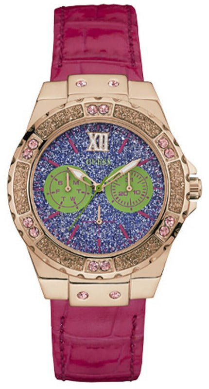 Buy Shop Guess Limelight Quartz Multicolor Dial Red Leather Strap Watch For Women - W0775L4 USA Online