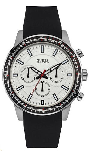 Buy Shop Guess Fuel Multifunction White Dial Black Rubber Strap Watch for Men - W0802G1 USA Online