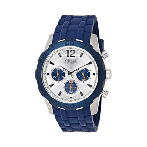 Buy Shop Guess Caliber Chronograph White Dial Blue Rubber Strap Watch for Men - W0864G6 USA Online