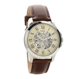 Buy Shop Fossil Grant Automatic Beige Skeleton Dial Brown Leather Strap Watch for Men - ME3099 USA Online