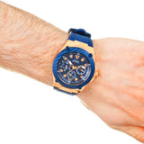 Guess Legacy Chronograph Blue Dial Blue Rubber Strap Watch For Men - W1049G9