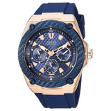 Guess Legacy Chronograph Blue Dial Blue Rubber Strap Watch For Men - W1049G9