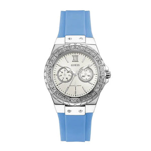 Buy Shop Guess Limelight Crystals White Dial Blue Rubber Strap Watch for Women - W1053L5 USA Online