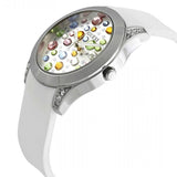 Buy Shop Guess Wanderlust Crystals Silver Dial White Rubber Strap Watch for Women - W1059L1 USA Online