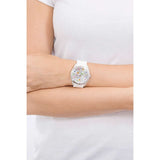 Buy Shop Guess Wanderlust Crystals Silver Dial White Rubber Strap Watch for Women - W1059L1 USA Online