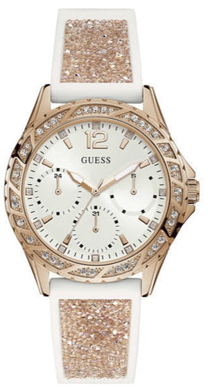 Buy Shop Guess Swirl Quartz Silver Dial White Rubber Strap Watch For Women - W1096l2 USA Online
