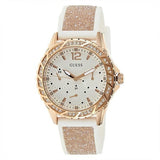 Buy Shop Guess Swirl Quartz Silver Dial White Rubber Strap Watch For Women - W1096l2 USA Online