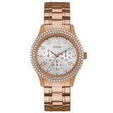 Buy Shop Guess Bedazzle Diamonds Silver Dial Rose Gold Steel Strap Watch For Women - W1097L3 USA Online