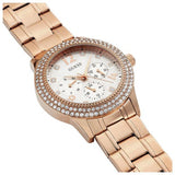 Buy Shop Guess Bedazzle Diamonds Silver Dial Rose Gold Steel Strap Watch For Women - W1097L3 USA Online