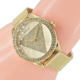 Buy Shop Guess Tri Glitz Quartz Diamonds Gold Dial Gold Mesh Bracelet Watch For Women - W1142L2 USA Online