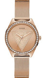 Buy Shop Guess Tri Glitz Quartz Diamonds Rose Gold Dial Rose Gold Mesh Bracelet Watch For Women - W1142L4 USA Online