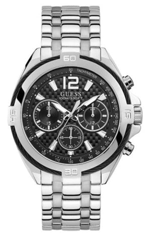 Buy Shop Guess Surge Chronograph Black Dial Silver Steel Strap Watch for Men - W1258G1 USA Online