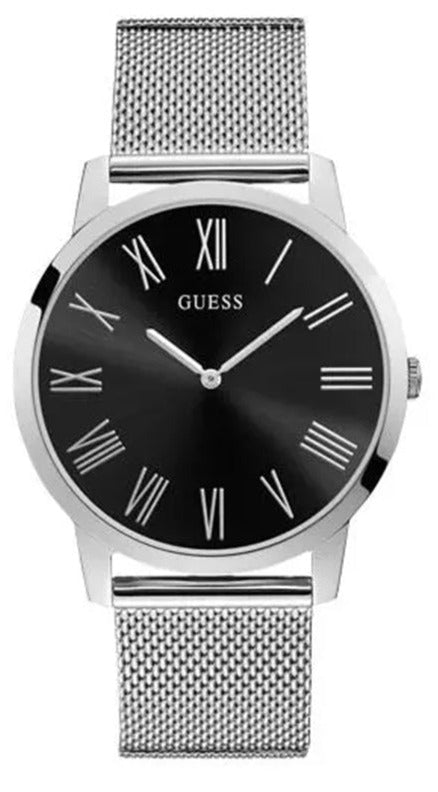 Buy Shop Guess Analog Black Dial Silver Mesh Bracelet Watch for Men - W1263G1 USA Online