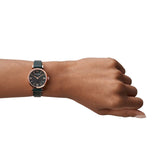 Buy Shop Emporio Armani Gianni T Bar Black Mother of Pearl Dial Black Leather Strap Watch For Women - AR11060 USA Online