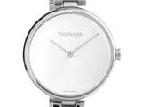 Buy Shop Calvin Klein Wavy Silver Dial Silver Steel Strap Watch for Women - K9U23146 USA Online