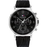 Tommy Hilfiger Daniel Black Dial Black Leather Strap Watch for Men - 1710381