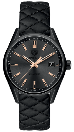 Buy Shop Tag Heuer Carrera Special Edition Black Dial Black Leather Strap Watch for Women - WAR1113.FC6392 USA Online