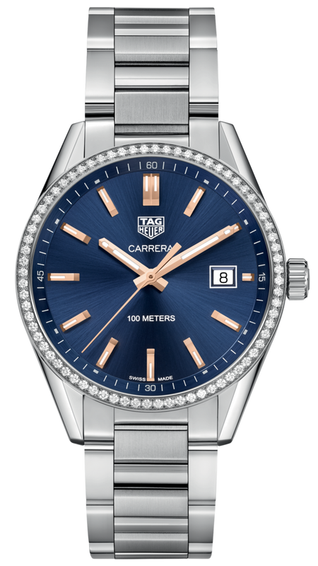 Buy Shop Tag Heuer Carrera Quartz Diamonds Blue Dial Silver Steel Strap Watch for Women - WAR1114.BA0601 USA Online