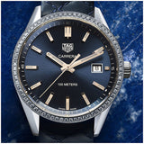 Tag Heuer Carrera Quartz 39mm Diamond Blue Dial Blue Leather Strap Watch for Women - WAR1114.FC6391