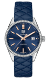 Tag Heuer Carrera Quartz 39mm Diamond Blue Dial Blue Leather Strap Watch for Women - WAR1114.FC6391