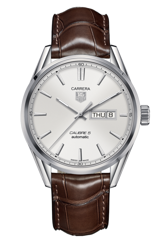 Buy Shop Tag Heuer Carrera Calibre 5 Automatic White Dial Brown Leather Strap Watch for Men - WAR201B.FC6291 USA Online