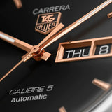 Tag Heuer Carrera Automatic Black Dial Brown Leather Strap Watch for Men - WAR201C.FC6291