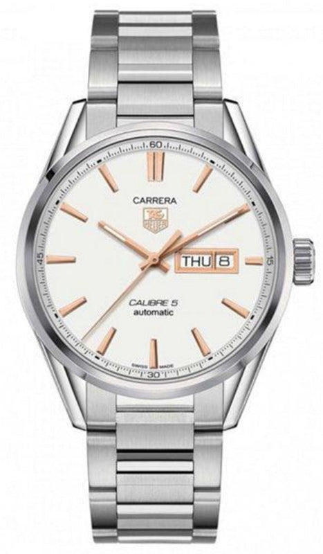 Buy Shop Tag Heuer Carrera Calibre 5 White Dial Silver Steel Strap Watch for Men - WAR201D.BA0723 USA Online